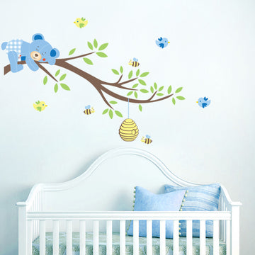 Adesivo Decorativo de Parede Infantil Azul DESCANSO DO URSINHO